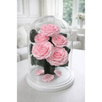 Bouquet of five pink roses in a flask Lerosh - Lux 30 cm