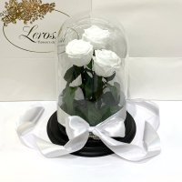 Bouquet three white roses in a flask Lerosh - Classic 27 cm