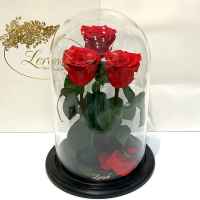 Bouquet three red roses in a flask Lerosh - Grand 33 cm