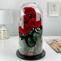 Bouquet of five red roses in a flask Lerosh - Elite 43 cm