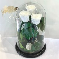 Букет три білі троянди в колбі Lerosh - Grand 33 см
