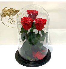 Букет три червоні троянди в колбі Lerosh - Grand 33 см