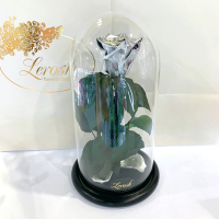 Silver Eternal Rose in Flask Lerosh - Classic 27 cm