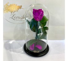 Фіолетова троянда в колбі Lerosh - Classic 27 см