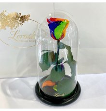 Яскрава Різнокольорова троянда в колбі Lerosh - Classic 27 см