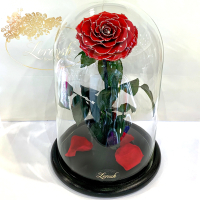 Червона Блискуча троянда в колбі Lerosh - Lux 33 см