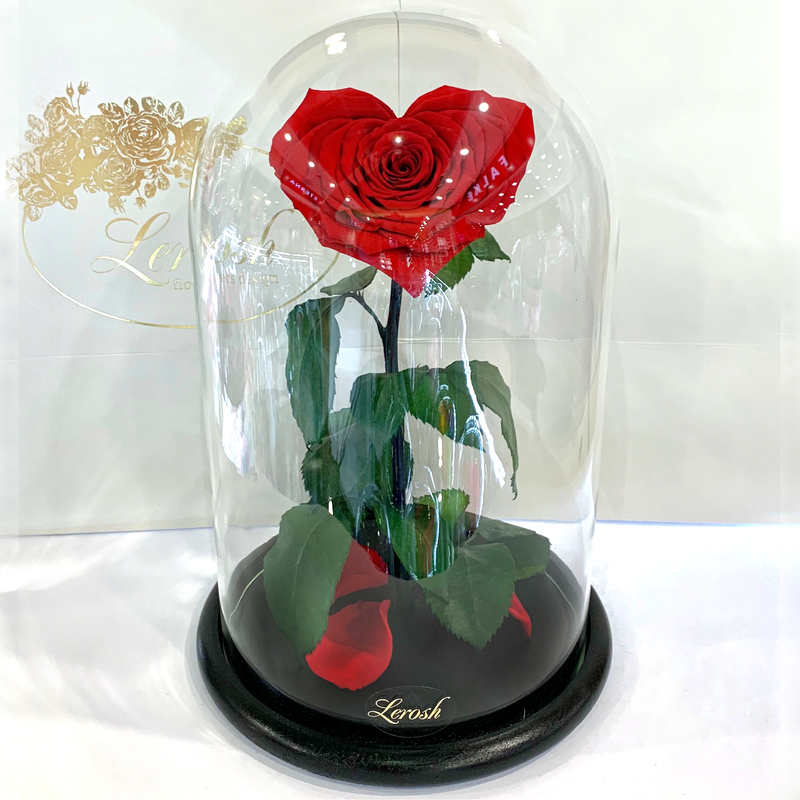 Red Eternal Rose in Heart Flask Lerosh - Lux 33 cm