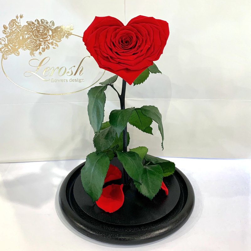 Red Eternal Rose in Heart Flask Lerosh - Lux 33 cm