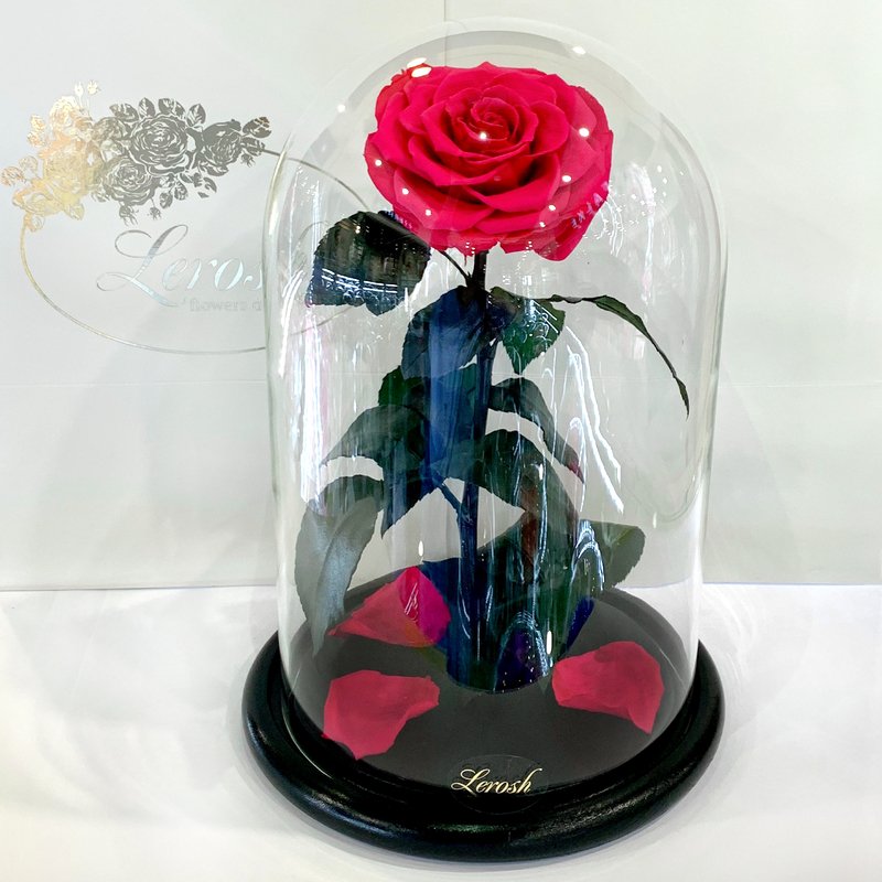 Raspberry Eternal Rose in Flask Lerosh - Lux 33 cm