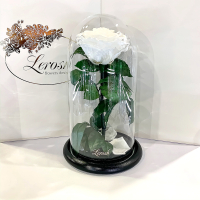 White Eternal Rose in Flask Lerosh - Premium 27 cm
