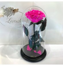 Яскраво-рожева Фуксія троянда в колбі Lerosh - Premium 27 см