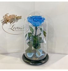 Блакитна троянда в колбі Lerosh - Premium 27 см