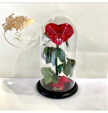 Червона троянда в колбі Серце Lerosh - Premium 27 см