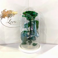 Зелена троянда в колбі Lerosh - Premium 27 см