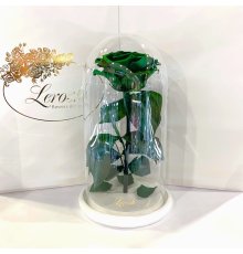 Зелена троянда в колбі Lerosh - Premium 27 см