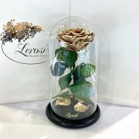 Золота троянда в колбі Lerosh - Premium 27 см