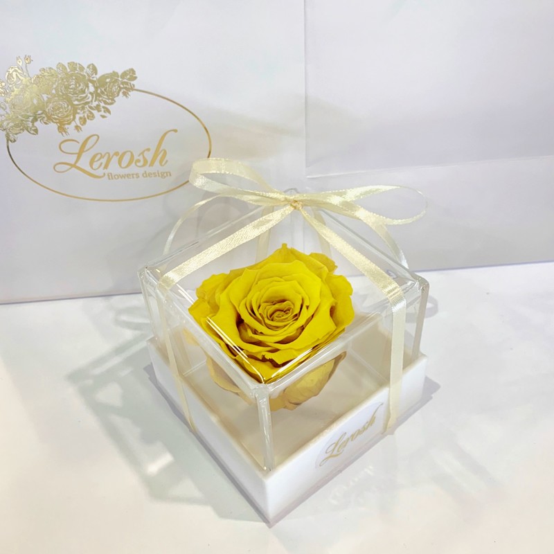 Yellow Preserved Rosebud Gift Box Lerosh - Classic