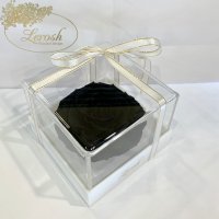 Чорний стабілізований бутон троянди в подарунковій коробці Lerosh - Premium