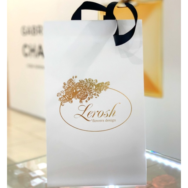 Подарунковий білий картонний пакет для троянди в колбі Lerosh