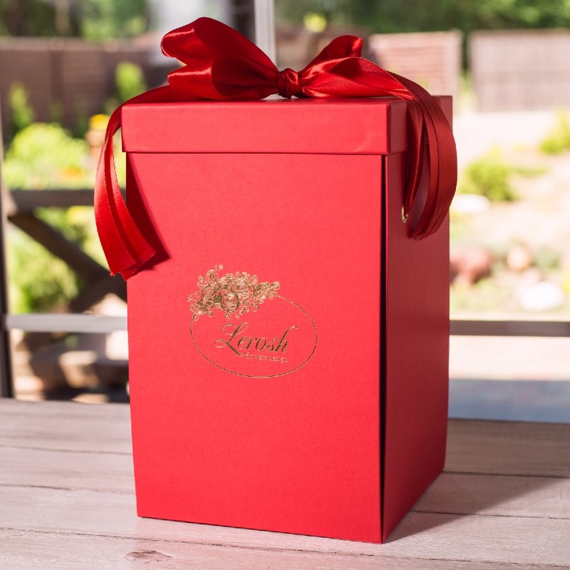 Подарункова ВАУ коробка червона для троянди в колбі Lerosh 43 см