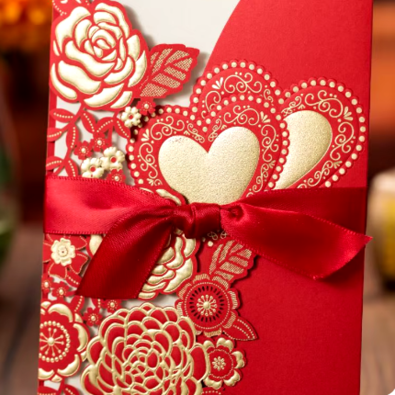 Красная открытка + письмо с Вашим текстом