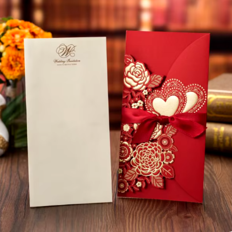 Красная открытка + письмо с Вашим текстом